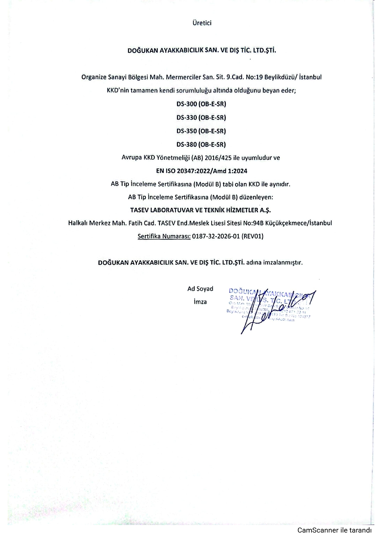 AB UYGUNLUK BEYANI